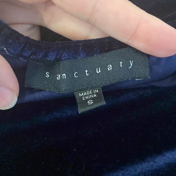 Sanctuary Clothing Women Julia Velvet Pullover Blouse Blue Size S - Picture 8 of 10